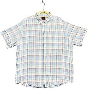 UNTUCKit Shirt Mens‎ Extra Large Blue Plaid Linen Wrinkle Resistant Preppy
